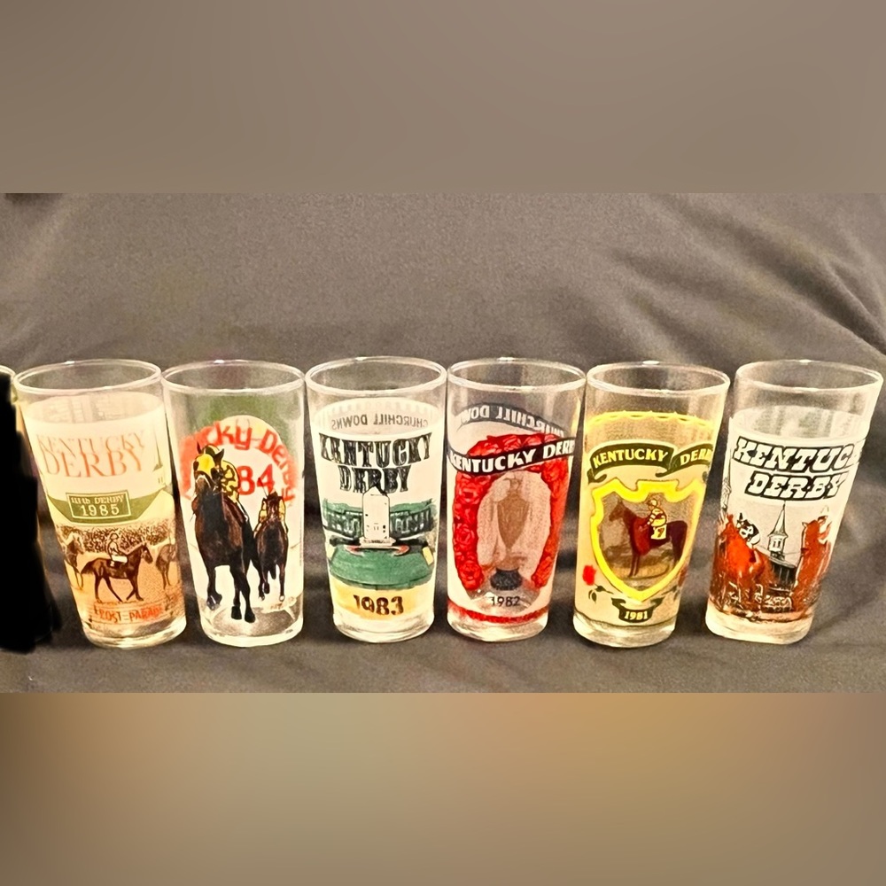 1980,1981,1982,1983,1984 & 1985-Official Kentucky Derby Mint Julep Glass Glasses